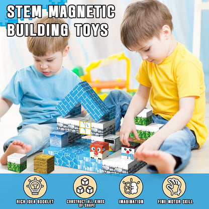 Magnetic Tiles, Snow World 54PCS Magnetic Blocks, Magnetic Construction Toys for Toddler, Montessori Learning Toy for 3-6 Year Old Kids, Education Toys for Boys Girls