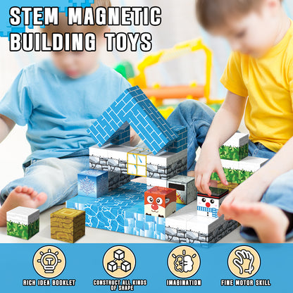 Magnetic Tiles, Snow World 54PCS Magnetic Blocks, Magnetic Construction Toys for Toddler, Montessori Learning Toy for 3-6 Year Old Kids, Education Toys for Boys Girls