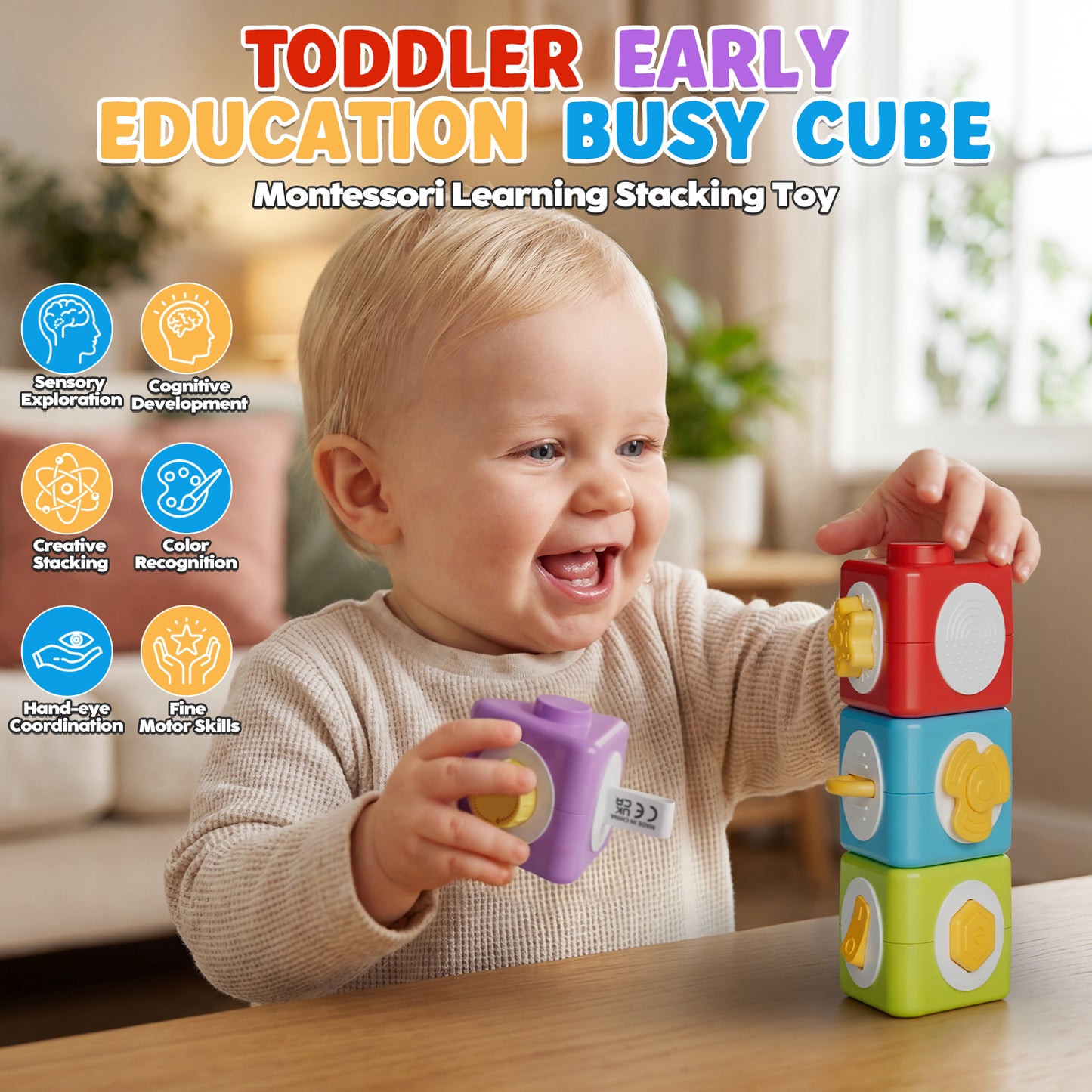 Stacking Toys for Toddlers 1-3, Montessori Baby Toys for 6+ Months, Sensory Stacking Blocks, Toddler Toys, Preschool STEM Learning Toys, Perfect Birthday Gift for Boys Girls 1 2 3 Year Old