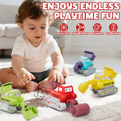 Toys for 1 Year Old, Construction Vehicle Toy Cars For Toddlers, Toy Cars with Playmat Storage Bag, Pull Back Cars Baby Toys, Press And Go Toy Cars