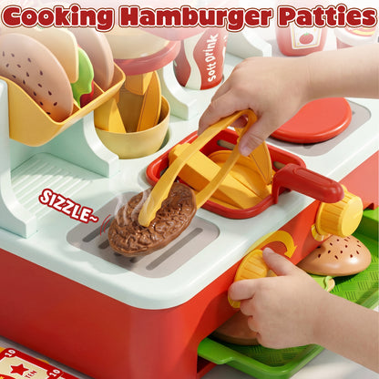 Play Food Sets, Pretend Play Toys for Girls, Play Kitchen Accessories with Hamburgers & ice cream & fries, Preschool Learning Education Toys for Kids 2 3 4 5 6 Year Old