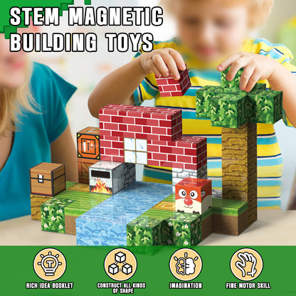 Magnetic Blocks, Building Blocks for Kids Ages 4-8, STEM Montessori Stacking Toy, Sensory Toys for Kids 3-4 Years Old Girls Boys, Toddlers Birthday Gifts for Boys Girls