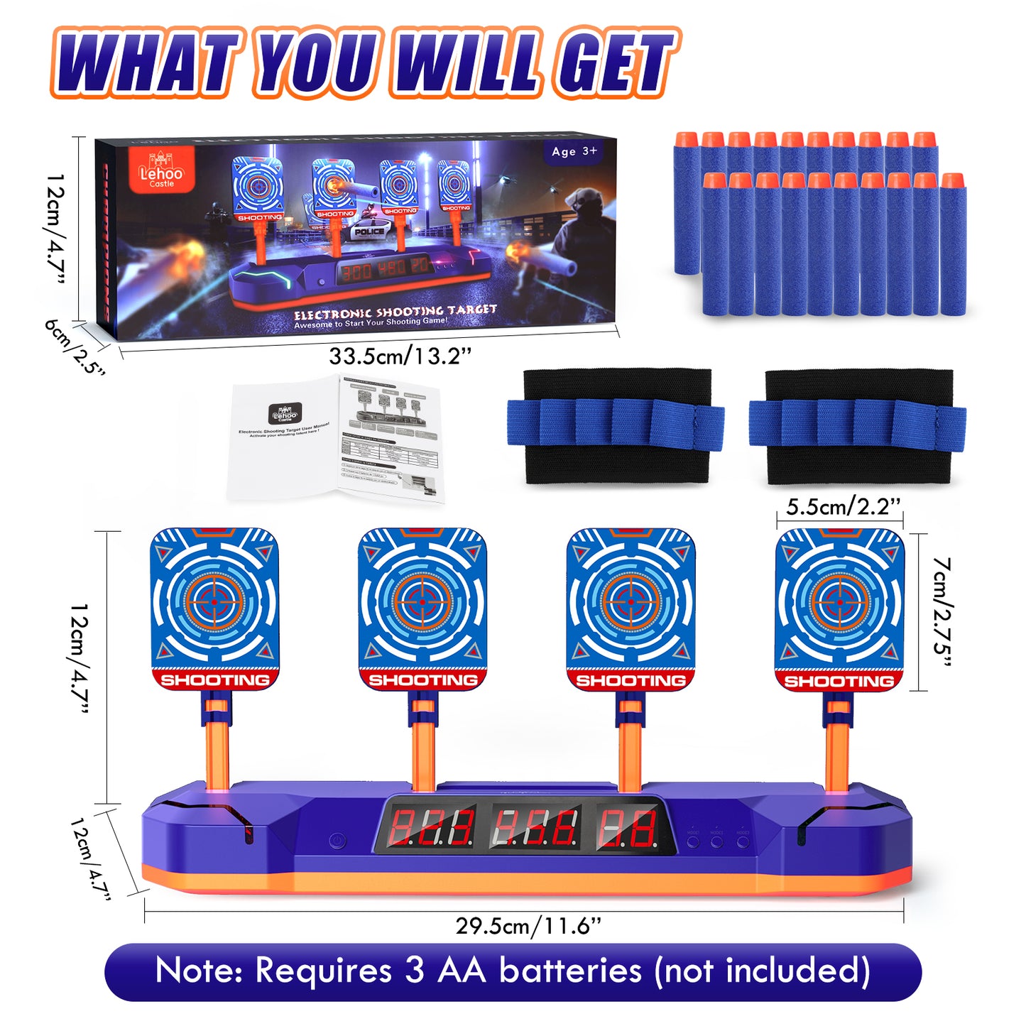 Electronic Shooting Targets for Nerf, Auto Reset Digital Target with LED Light, Shooting Targets Toy for Kids Boys Girls 4 5 6 7 8 - Blue