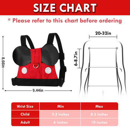Toddlers Leash for Walking, Child Kid Backpack Anti Lost Wrist Link Safety Wrist 4 in 1 (Red)