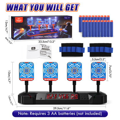 Electronic Shooting Targets for Nerf, Auto Reset Digital Target with LED Light, Gift Toy for Kids Boys Girls 4 5 6 7 8 - Black