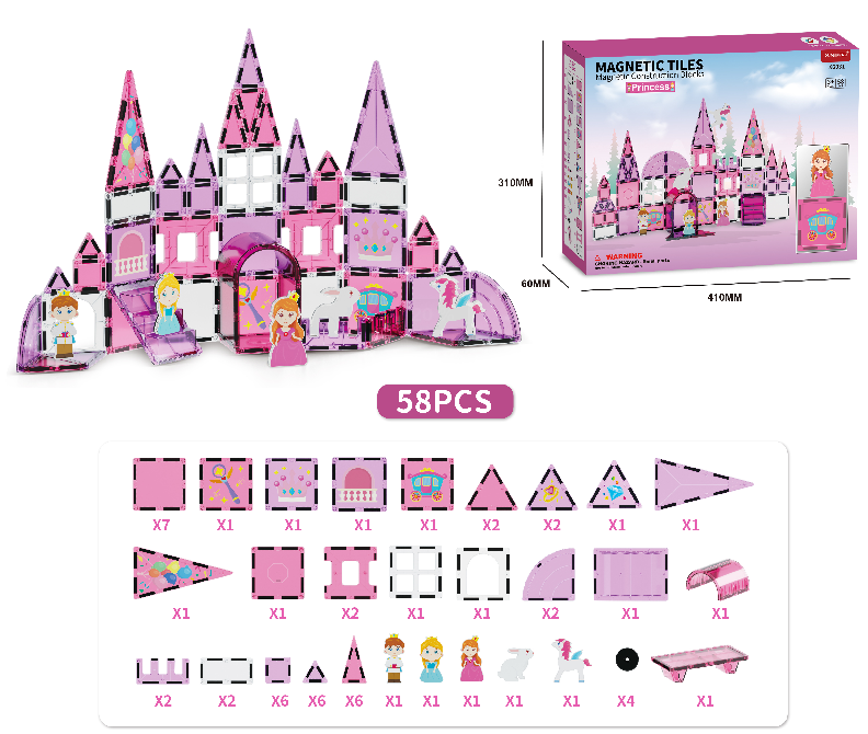 Magnetic Tiles Princess Toddler Toys Set, Toys for 3 Year Old Girl Boy, Kids Magnetic Building Blocks STEM Montessori Sensory Educational Learning Magnet Toys for Ages 3-8