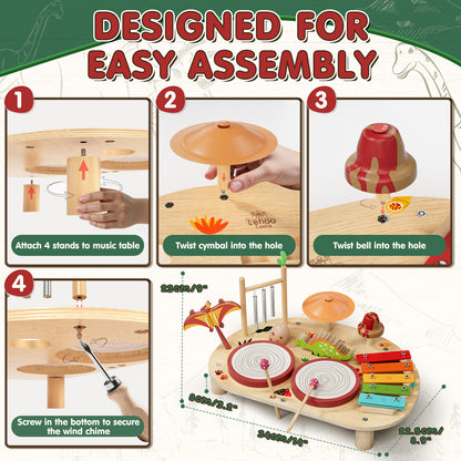 Kids Drum Set, Toys for 1 Year Old, Wooden Musical Instruments for Toddlers, Preschool Educational Xylophone Drum Kit, Montessori Toys for Boys 1-3 Years Old Christmas Birthday Gifts