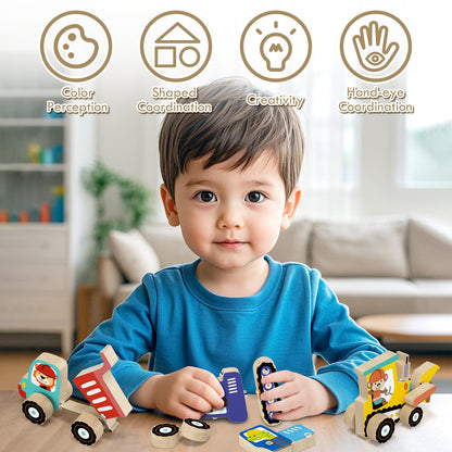 Toys for Boys 3 + Years Old, Construction Toys for Boys 3 6 Years, Construction Vehicle Take Apart Toys Cars For Toddlers, Wooden Cars Toys, Learning Educational Toys for Kids Birthday Gifts