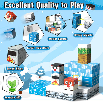 Magnetic Tiles, Snow World 54PCS Magnetic Blocks, Magnetic Construction Toys for Toddler, Montessori Learning Toy for 3-6 Year Old Kids, Education Toys for Boys Girls