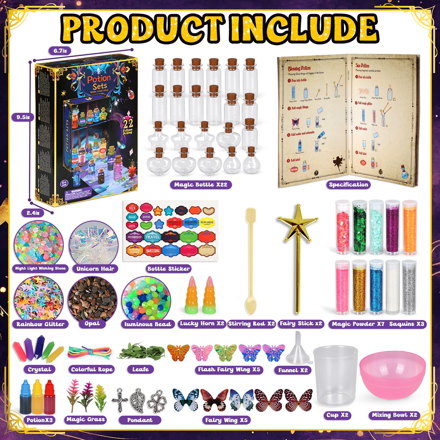 Potion Kits for Kids, Kids Potion Making Kit for 6 7 8 9 10 Year Old Girls, 22 Bottles Craft Kits Toys for Girls, Christmas Decorations Birthday Gifts for Age 6 7 8 9 10+ Year Old Girls