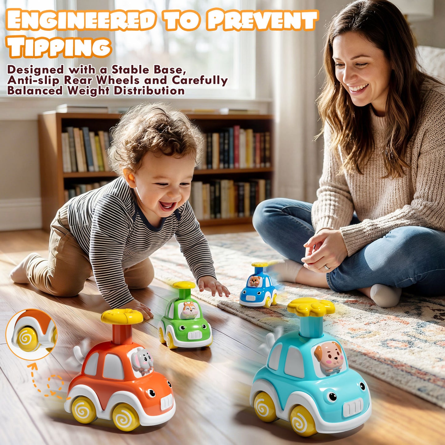 Toys for 1 Year Old, Animal Toy Car for Toddler, Press And Go Toy Cars, Pull Back Cars Baby Toys, Toddler Toys 1 3 for Boys