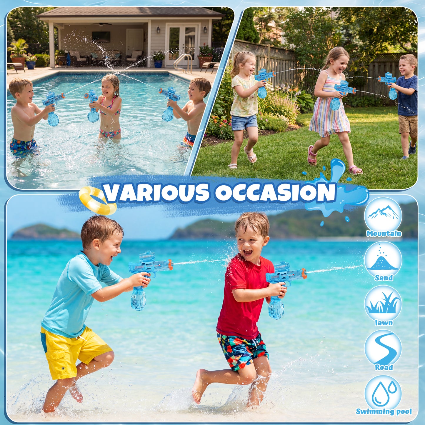 Electric Water Blaster for Kid/Adult, Transparent Automatic Squirt Blaster High Powered, 26-33 FT Long Range, Summer Outdoor Beach Pool Party Toy, Gift for Kids 8 9 10 11 12 Years Old