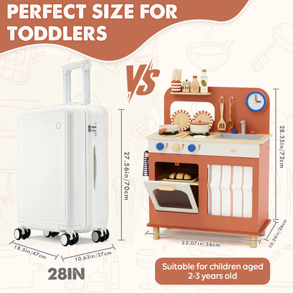 Play Kitchen, Kids Wooden Kitchen Play Set with Cutting Play Food, Pretend Play Stove + Play Sink + Oven, Toy Kitchen Set for 2 3 4 Years Old Girls Boys, Best Birthday Christmas Gifts