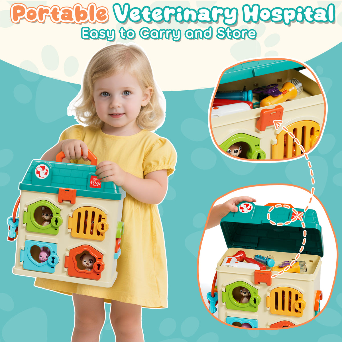 Pet Vet Toys, Hospital Pretend Play Doctor Vet Kit for Toddlers 3-5, Pet Care Role Play Set, Play Veterinarian Set for Kids, Pets Doctor Kit Learning Toys for Boys Girls Birthday Gift