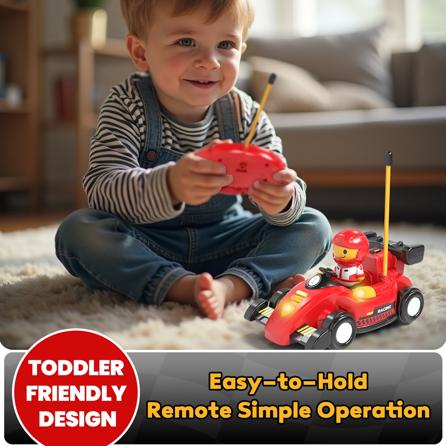 LC Remote Control Cartoon Cars for Toddlers, Race RC Car - Toys for 2 3 4 5 Year Old Boy - Easter Birthday Toy Gift Ideas for Toddler