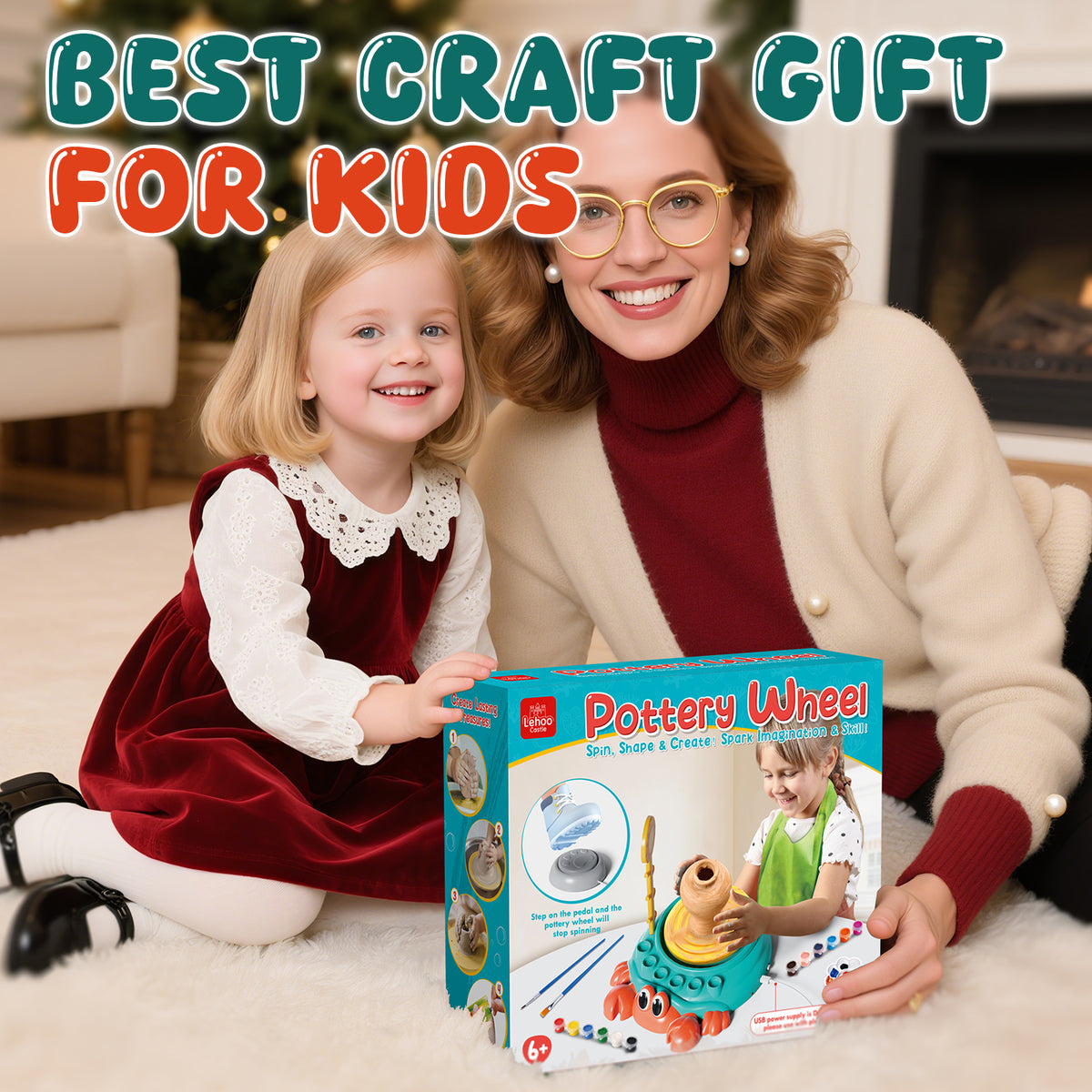 Pottery Wheel for Kids, Kids Pottery Wheel Kit for Girls Boys, Art and Crafts for Kids Ages 8-12, Clay Making Pottery Wheel with Foot Pedal & Sculpting Tools