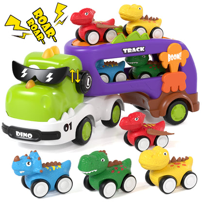 Dinosaur Truck Toddler Toys Car for 2 3 4 Year Old Boy 5 in 1 Carrier Transport Toys for Kids Age 2 3 4 5 6 |18 Months 2 Year Old Boy Girl Birthday Gifts