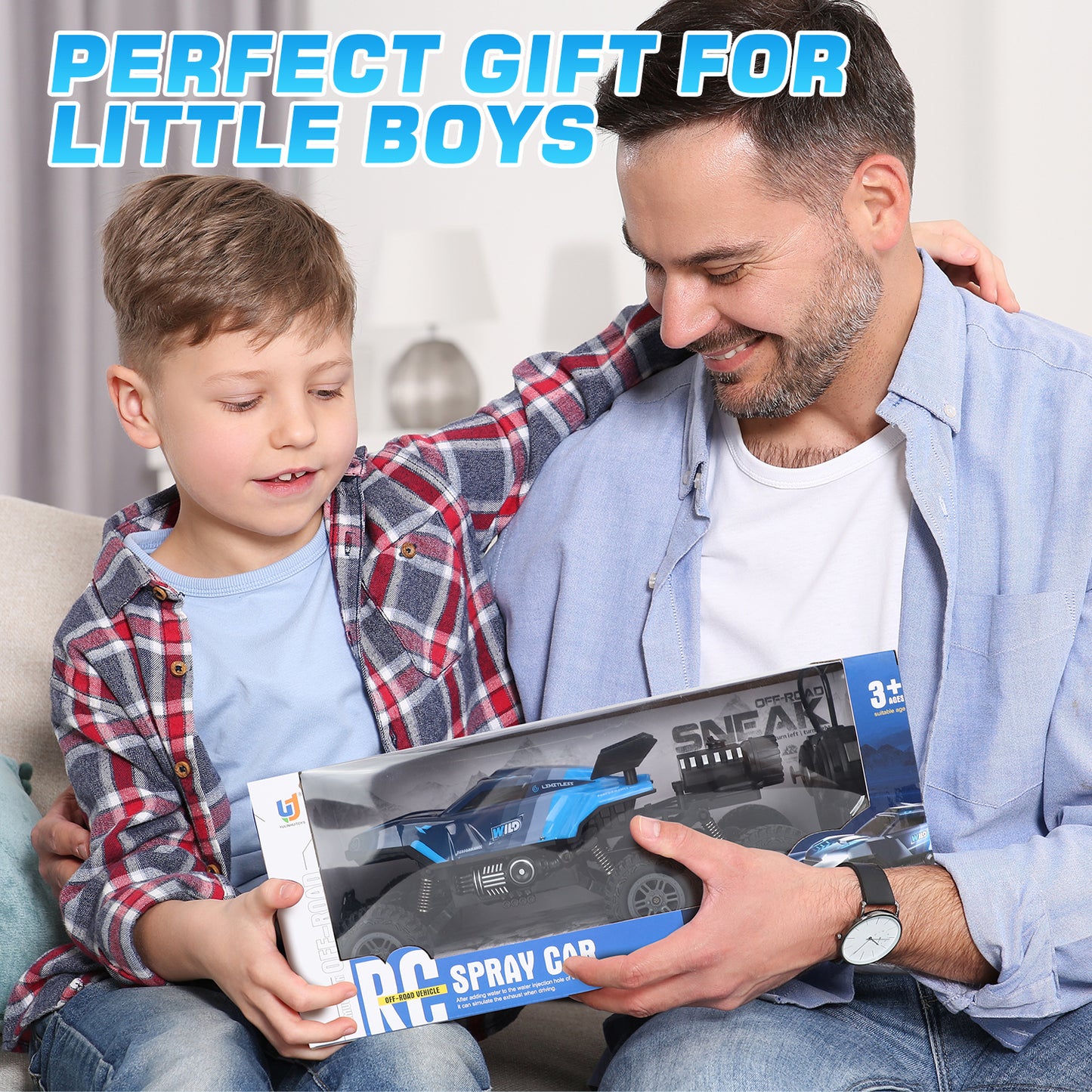 Remote Control Rc Truck, Remote Control Car, 1:16 Scale All Terrain Off-Road Monster Truck, Rc Cars with LED light & Spray Function, Toys for Boys 3 4 5 6 Years Old