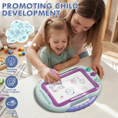 Magnetic Drawing Board for Toddlers 1-3, Erasable Sketch Writing Doodle Pad with 1 Magnet Pen & 3 Stampers, Education Learning Toys, Educational Toys for Toddlers Age 2