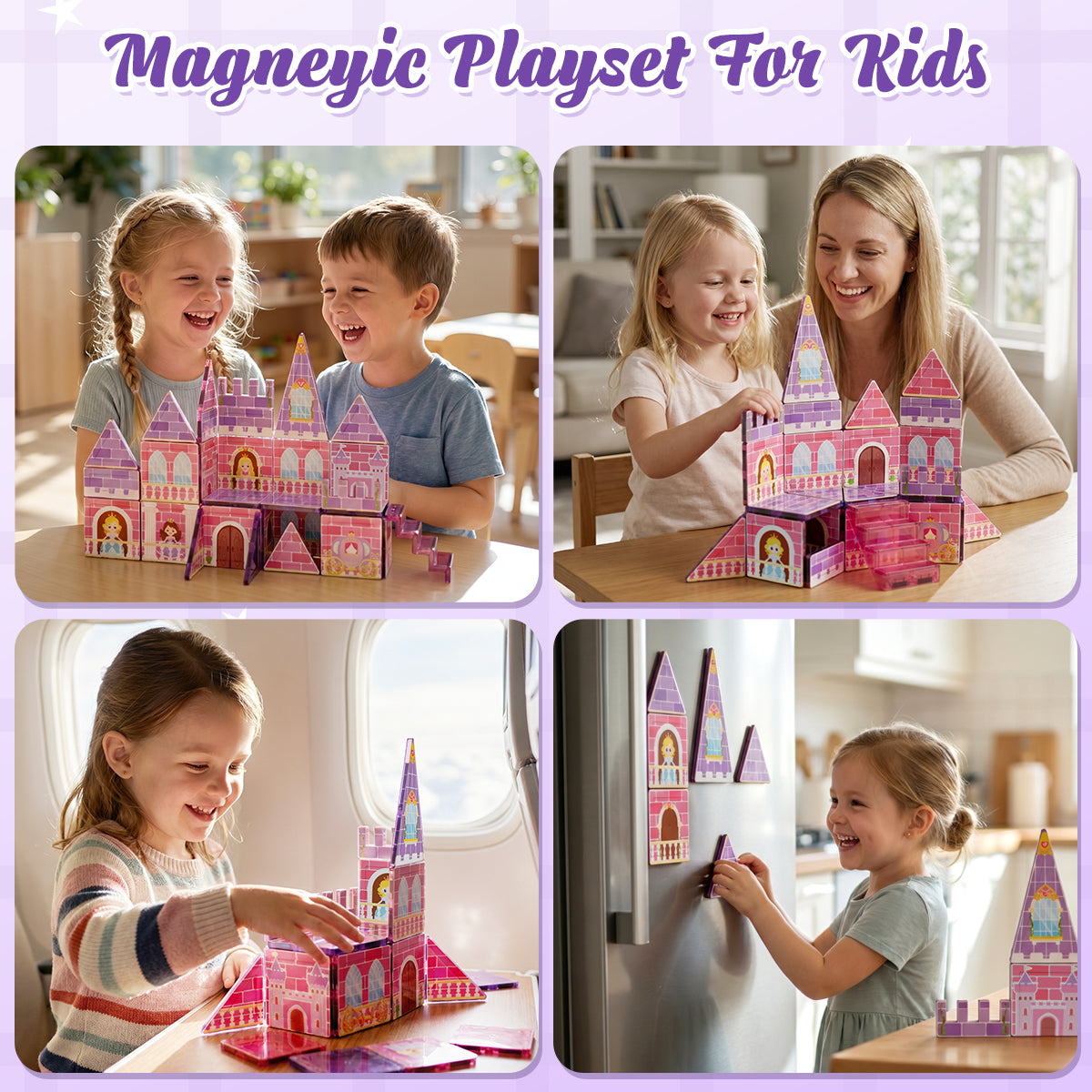 Magnetic Tiles Sets for Kids Ages 4 8 , Princess 30PCS Magnetic Tiles, STEM Montessori Educational Toy for Girls, Magnetic Construction Toys for 4-8 Year Old Kids