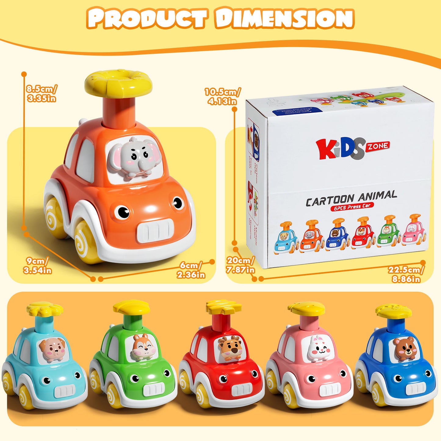 Toys for 1 Year Old, Animal Toy Car for Toddler, Press And Go Toy Cars, Pull Back Cars Baby Toys, Toddler Toys 1 3 for Boys
