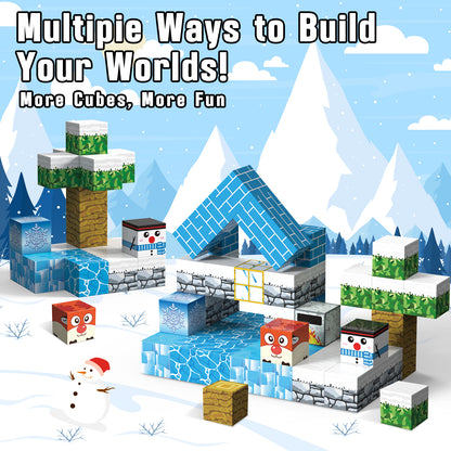 Magnetic Tiles, Snow World 54PCS Magnetic Blocks, Magnetic Construction Toys for Toddler, Montessori Learning Toy for 3-6 Year Old Kids, Education Toys for Boys Girls