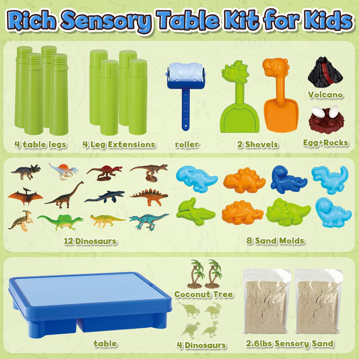 Sensory Table with Sands, Sand Table and Water Play Table Beach Toy for Kids, Indoor Outdoor Use, Sensory Toys for Toddler Age 3-5