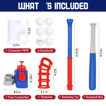 T Ball Set Toys for Kids Girls 3-5,for Age 3 to 6, Toddler Baseball Game Sports & Outdoors Toys, Kids Baseball Toys Includes 6 Balls, Auto Ball Launcher - Blue