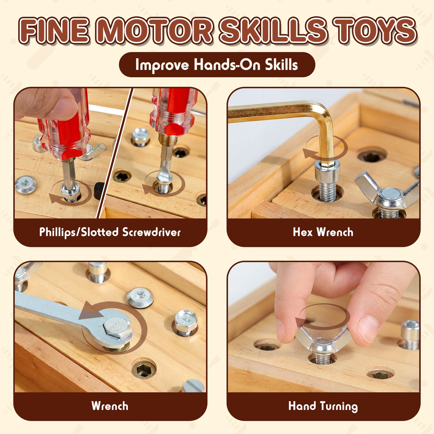 Montessori Busy Board, Montessori Toys for 3 Year Old, Portable Busy Board with Lock and Key for 3 4 5 Year Old Kids, Wooden Kids Tool Set with Storage Box, Preschool Learning Toys