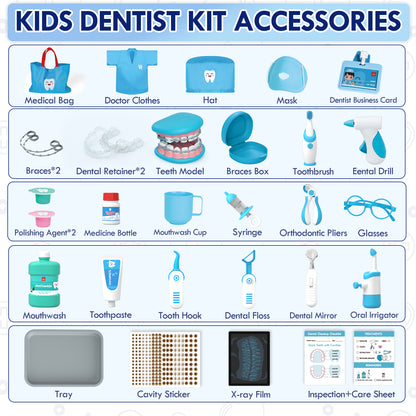 Doctor Kit for Kids, Dentist Play Set, Pretend Doctor Kit Dentist Medical Kit with Electronic Stethoscope Toys for 3-6 Year Old Boys Girls