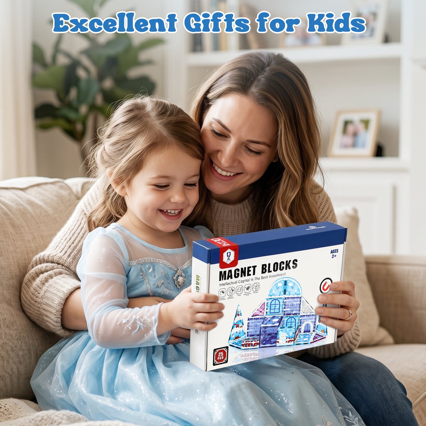 Magnetic Tiles Sets for Kids Ages 4 8 , Frozen 25PCS Magnetic Tiles, STEM Montessori Educational Toy for Boys Girls, Magnetic Construction Toys for 4-8 Year Old Kids Gifts