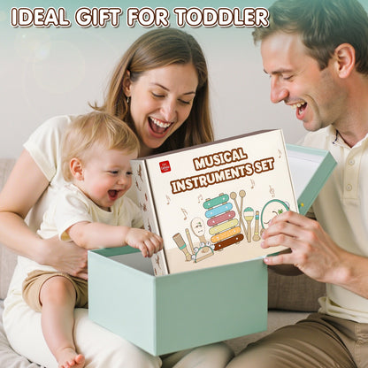 Musical Instruments for Kids, 1 Year Old Toys, Baby Musical Toys for 1 2 3 Toddler, Wooden Musical Toys with Xylophone & Tambourine, Dinosaur Toys, Montessori Learning Toys for 1 Year Old