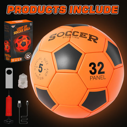 Glow in The Dark Soccer Ball, Light Up Soccer Ball NO 5, Outdoor Toys for Kids Ages 8 12+, Kids, Sports Toys for Boy & Girl Ages 8 9 10 11 12 13 14, Glowing Outdoor Activity