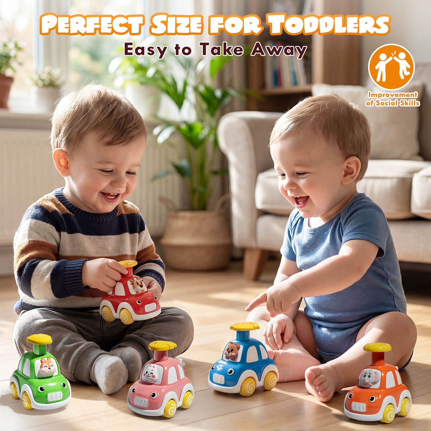 Toys for 1 Year Old, Animal Toy Car for Toddler, Press And Go Toy Cars, Pull Back Cars Baby Toys, Toddler Toys 1 3 for Boys
