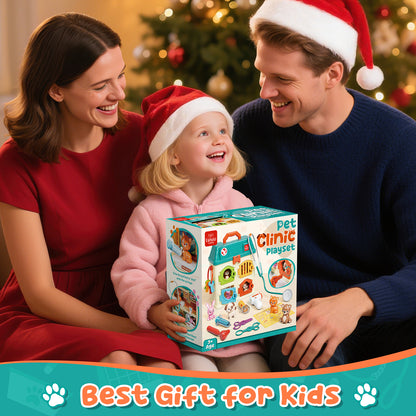 Pretend Play Toy Vet Set For Toddlers, Doctor Vet Kit for Kids Pet Care Set
