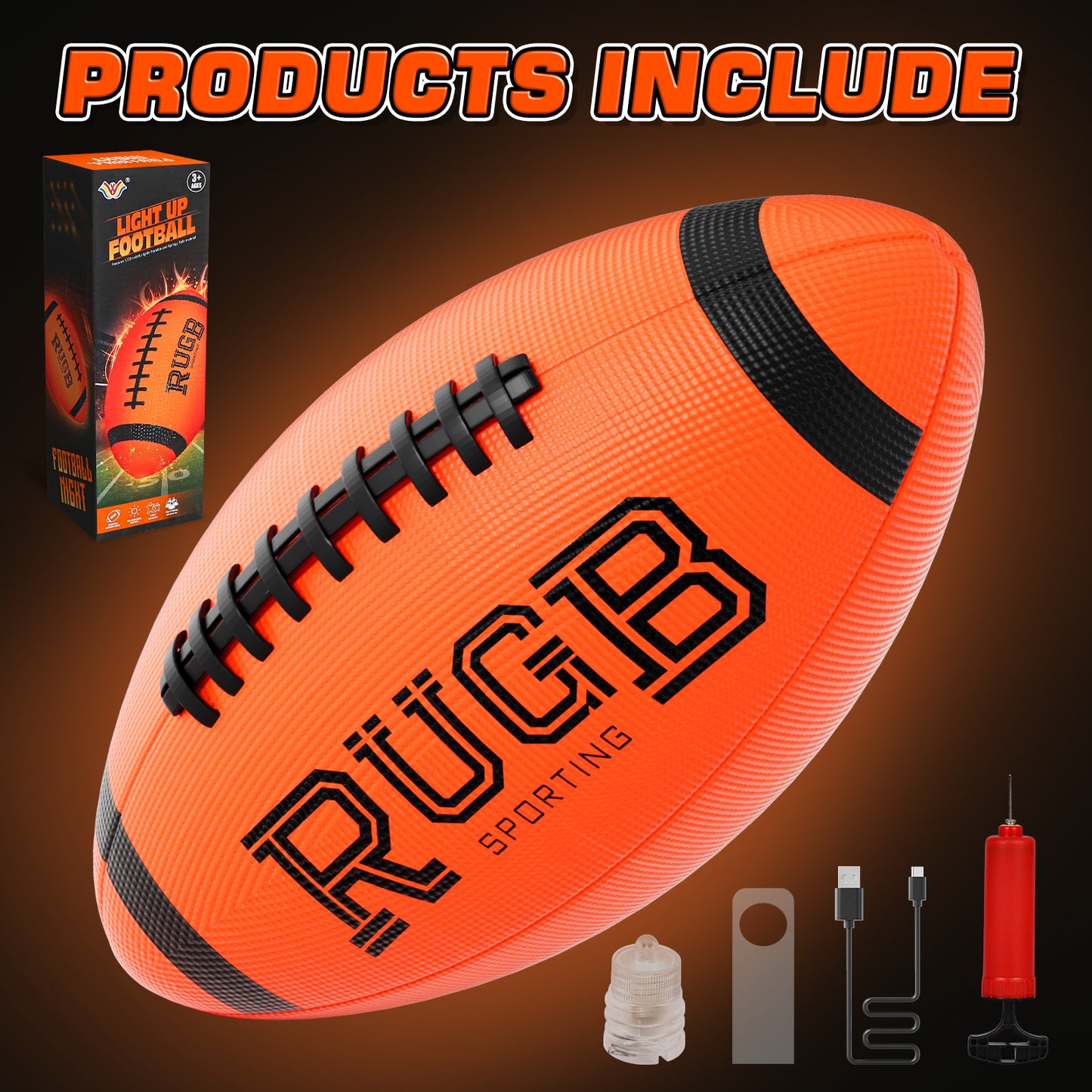 Glow in The Dark Football, Light Up Football for Kids, Outdoor Toys for Kids Ages 8 12+, Boys Outdoor Toys, Football Toys for Boys Girls Birthday Gifts