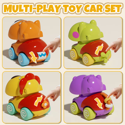 Toys for 1 Year Old, Baby Toys, 4 Pull Back Cars for Toddler, Animal Car Toy 12-18 Months, Learning Toys for Toddlers 1 3, Baby Toy Car for 1-3 Year Old Birthday Gifts