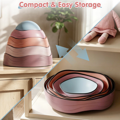 Stepping Stones for Kids, 5Pcs Non-Slip Balance Stepping Stones, Up to 220lbs, Coordination Skills Sensory Toys for Toddlers Ages 2 3 4 5+, Indoor and Outdoor Toys Lawn Games - Pink