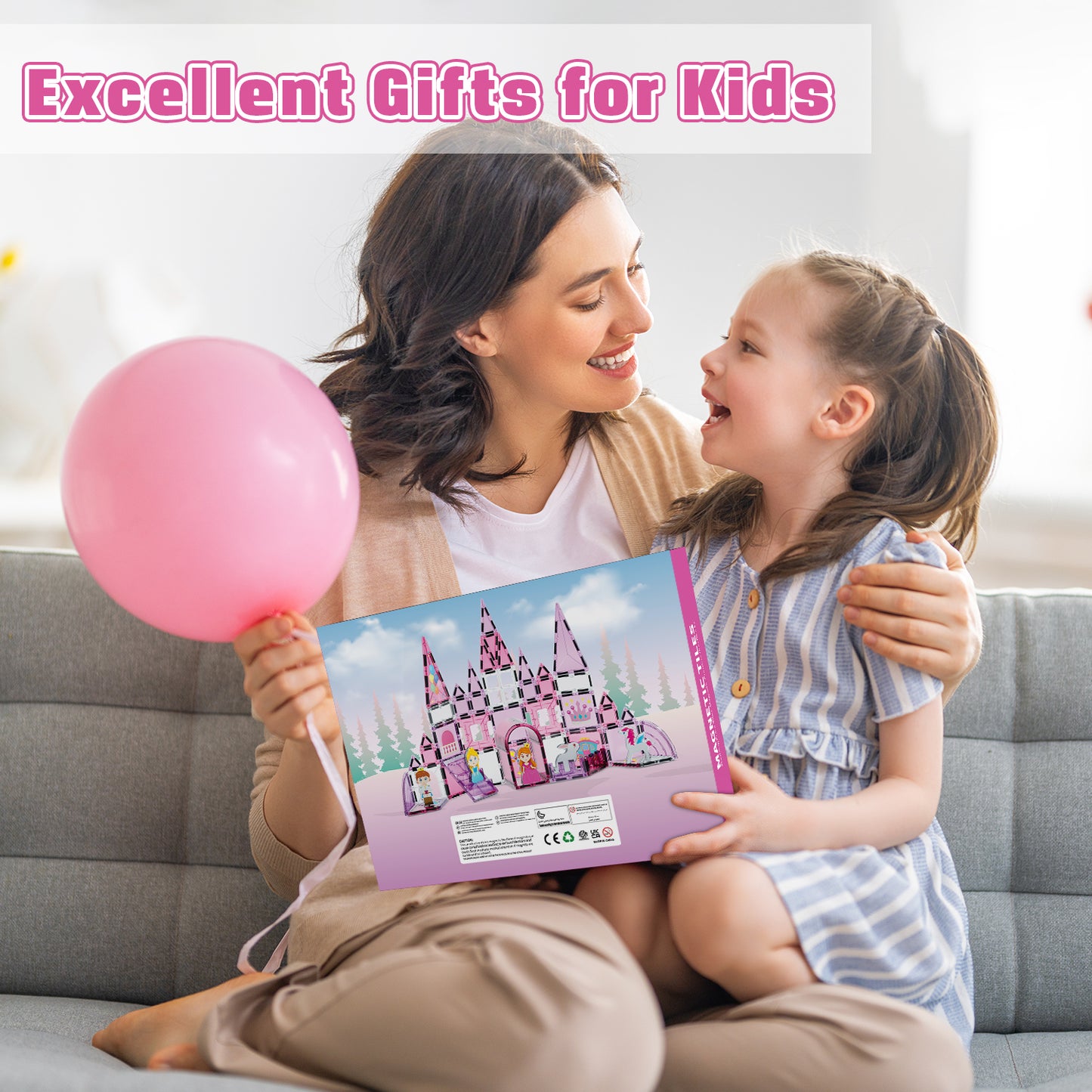 Magnetic Tiles, Princess 46PCS Magnetic Blocls, STEM Montessori Education Toy for Girls Boys, Magnetic Construcion Toys for Toddler 3-6 Year Old