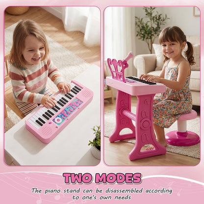 Keyboard Piano for Kids, 37 Keys Musical Instruments with Microphone & Stood & Chair, Musical Toys for 1 2 Years, Birthday Christmas Gifts for 1 2 3 Year Old Girls