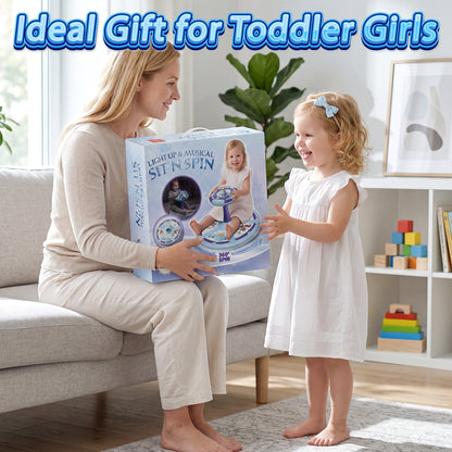 Sit and Spin Toys for Toddler, 360° Toddler Spinning Seat with LED Lights and Music, Spinning Toys for Toddlers 1-3 Year Old