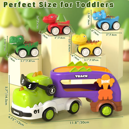 Dinosaur Truck Toddler Toys Car for 2 3 4 Year Old Boy 5 in 1 Carrier Transport Toys for Kids Age 2 3 4 5 6 |18 Months 2 Year Old Boy Girl Birthday Gifts