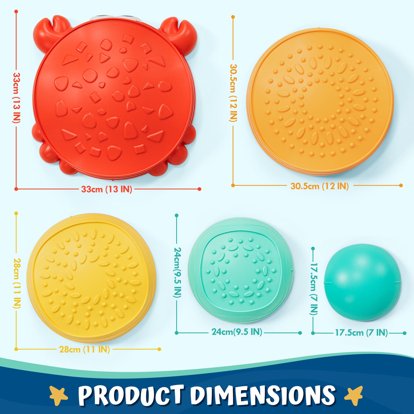 Stepping Stones for Kids, Upgraded Support Bones, 5 Pcs Non-Slip Balance Stepping Stones, Crab Shape, Up to 220 lbs, Coordination Skills Sensory Toys, Outdoor Toys for Kids Ages 4 8