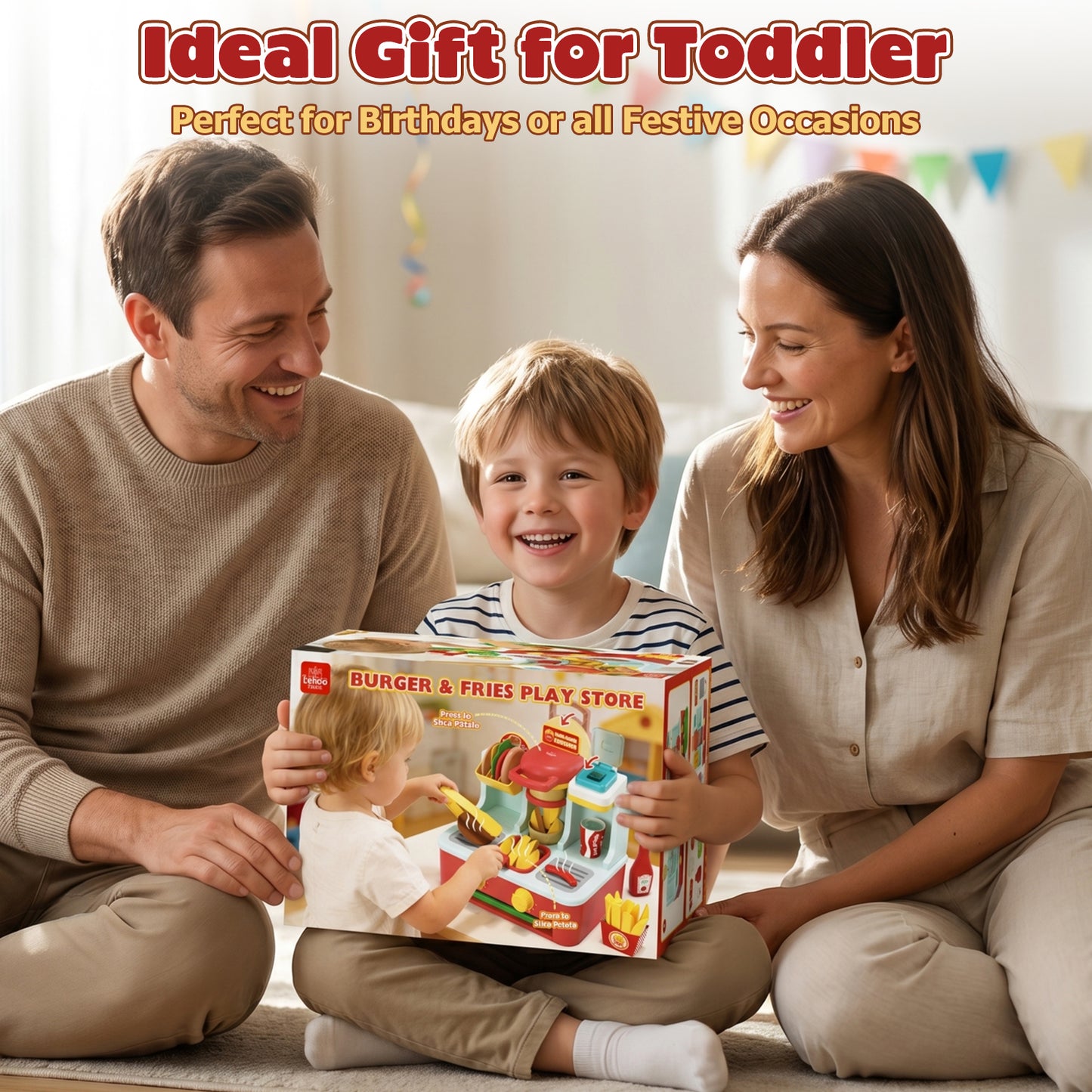 Play Food Sets, Pretend Play Toys for Girls, Play Kitchen Accessories with Hamburgers & ice cream & fries, Preschool Learning Education Toys for Kids 2 3 4 5 6 Year Old