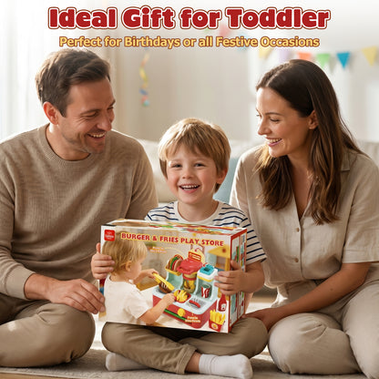 Play Food Sets, Pretend Play Toys for Girls, Play Kitchen Accessories with Hamburgers & ice cream & fries, Preschool Learning Education Toys for Kids 2 3 4 5 6 Year Old