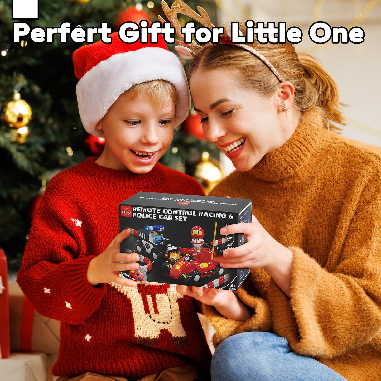 2 Pack Remote Control Cars for Toddler, RC Race Car & Police Car for Kids with Lights & Music, Ejector Battle Cars, Boys Toy Cars, Remote Control Toys for Ages 2-5 Toddler Birthday Gift