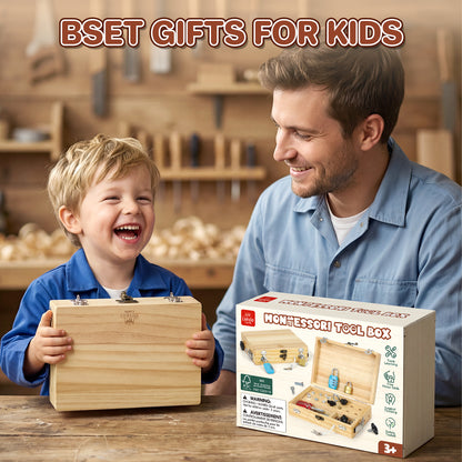 Montessori Busy Board, Montessori Toys for 3 Year Old, Portable Busy Board with Lock and Key for 3 4 5 Year Old Kids, Wooden Kids Tool Set with Storage Box, Preschool Learning Toys