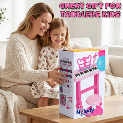 Keyboard Piano for Kids, 37 Keys Musical Instruments with Microphone & Stood & Chair, Musical Toys for 1 2 Years, Birthday Christmas Gifts for 1 2 3 Year Old Girls