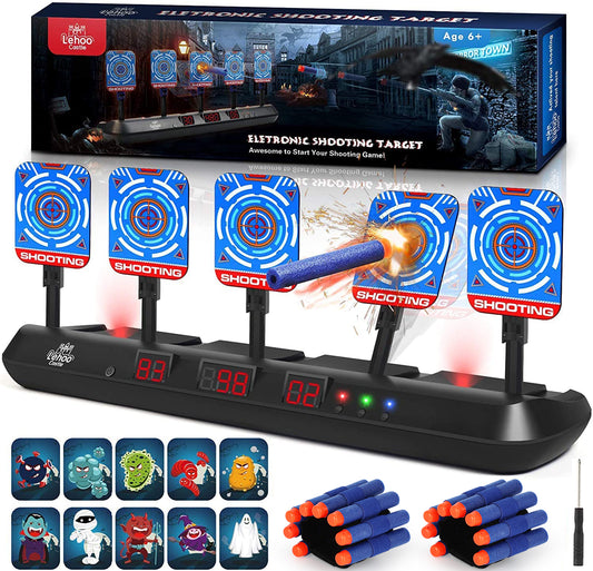 Shooting Targets for Nerf, 5 Targets Shooting Games for Kids, Digital Scoring Target, Gifts for 5 6 7 8 9 10 Year Old Boy
