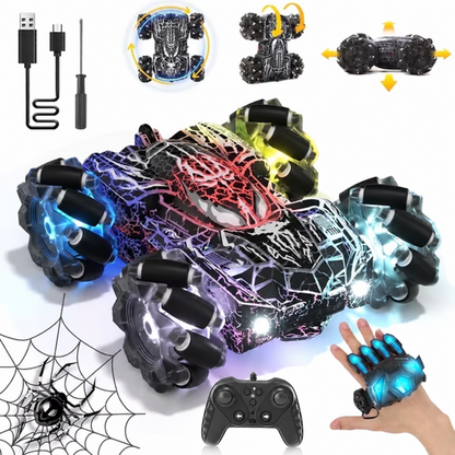 Remote Control Car, RC Car Toys for Boys 5 6 7 8 9 10 Year Old, Double Sided RC Car with Gesture Sensing & Cool Light, 2.4Ghz RC Stunt Car for Kids Outdoor Toys